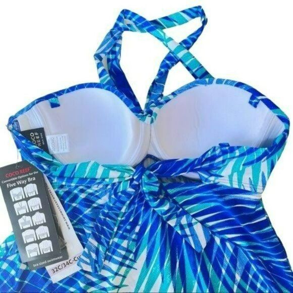 Coco Reef Womens Ocean Blue Five Way Convertible Blue Tankini Top 32C‎ 34C New - Picture 8 of 13